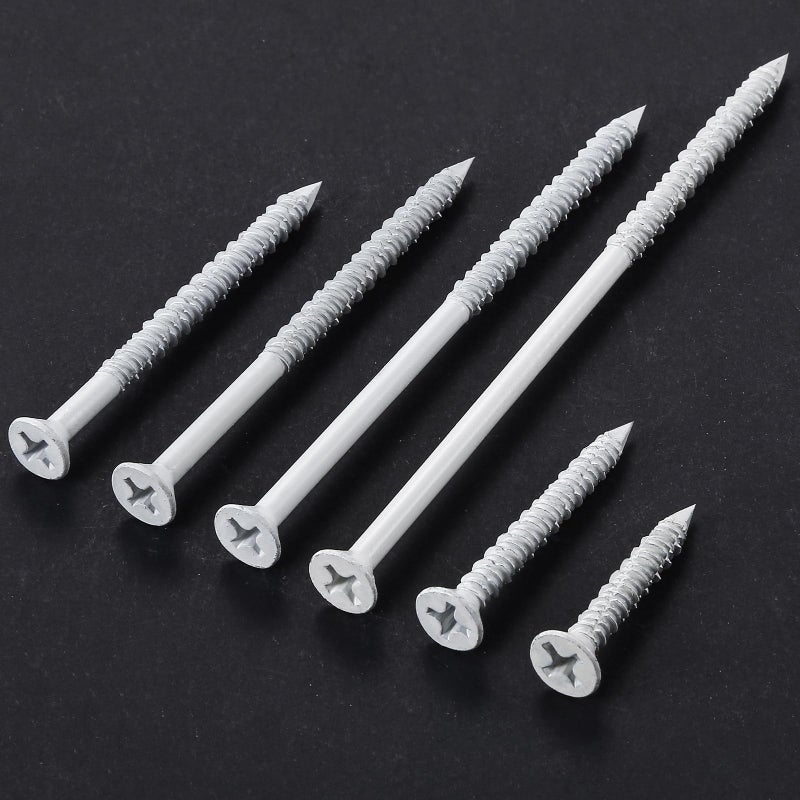 WenSilon(30 PCS) 1/4"" x2-1/4 White Concrete Screw Anchor White Flat Head for Anchoring to Masonry, Block or Brick Stucco - Image 5